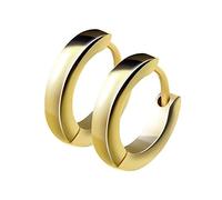 Mianova Unisex Creolen Edelstahl Damen Herren Klapp-Verschluss Schmale Ohrringe Huggie Kreolen Stecker Ohrstecker zum Klappen rund 2,5mm breit Gold