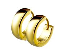 Mianova Unisex Creolen Edelstahl Damen Herren Klapp-Verschluss Schmale Ohrringe Huggie Kreolen Stecker Ohrstecker zum Klappen rund 4mm breit Gold