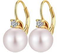 Miaofu Perlenohrringe 18K Weißgold Plattiert 925 Sterling Silber Perlen Ohrringe Hypoallergene Edler Schmuck für Damen Mehrere Farben und Größen