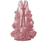 MIAOXIAO Damen Kimono Transparent Spitze Morgenmantel Feder Robe Perspektive Chiffon Dessous Maxi Kleid Nachtwäsche V Ausschnitt Durchsichtig Sexy Feder Robe,4,M