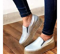 MIAOZHANG Damen Sandalen Espadrilles Mit Plateau Profilsohle Flache Platform Slip-On Wildleder Slipper Lässige Plattform Hanf Seil Schuhe Lässig Und Komfortabel,1,EU 42