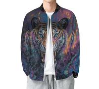 MIATCENRT Graffiti-Kunst College Jacke Unisex Bomberjacke, Baseball Jacke Übergangsjacke, Oversized Wütender Tiger Druck Jacken mit Taschen, Y2K Casual Frühling Herbst Oberteile