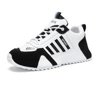 MiaZane Herren Große Größe Sportliche Sneakers Massage Stoßdämpfende Weiche Sohle Schnürung Casual Laufschuhe Atmungsaktive Low Top Sport Trainer,Whiteblack,47 EU