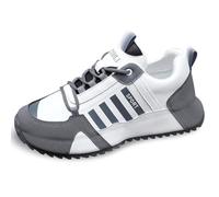 MiaZane Herren Große Größe Sportliche Sneakers Massage Stoßdämpfende Weiche Sohle Schnürung Casual Laufschuhe Atmungsaktive Low Top Sport Trainer,Whitegrey,39 EU