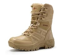 MiaZane Herren Taktische Combat-Stiefel High-Top Schnürung PU-Obermaterial Warm Gefütterte Baumwolle rutschfeste Gummisohle Phylon-Zwischensohle Robust,Sand,42 EU