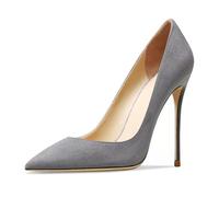 MiaZane Hofpumps Damen mit Spitzer Zehe Stilettoabsätzen Wildleder Schlupf Elegante 10CM High Heel Abendschuhe für Hochzeitsempfang und Abendbankett,Dark Gray,36 EU