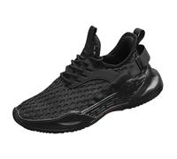 MiaZane Leichte Sportliche Sneakers Damen Atmungsaktives Mesh Low-Top Runde Zehe Eva Zwischensohle Laufen Gehen Sportschuhe Große Größen Erhältlich,Schwarz,42 EU