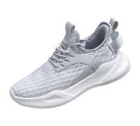 MiaZane Leichte Sportliche Sneakers Damen Atmungsaktives Mesh Low-Top Runde Zehe Eva Zwischensohle Laufen Gehen Sportschuhe Große Größen Erhältlich,Grau,44 EU
