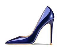 MiaZane Pumps Damen Spitze Zehe Stilettoabsätze Schlupf High Heel Hofschuhe Elegante Abendpumps für Hochzeit und Abendempfang Lackfinish,Dark Blue,36 EU