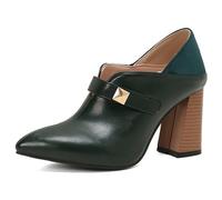 MiaZane Pumps mit Spitzer Spitze Blockabsatz Damen PU Leder Schlicht Schlupf Abendschuhe Klassische Klobige Absätze für Büro Party und Tägliches Tragen,Grün,42 EU