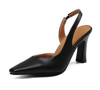 MiaZane Slingback Sandalen Damen mit Klobigem Blockabsatz Memory Foam Einlegesohle Spitze Zehen Arbeit Pumps Büro Absätze Klassische Court Schuhe Tägliche Pendelschuhe,Schwarz,35 EU
