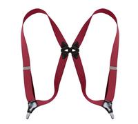 MIBSH Hosenträger Suspender Mode Hosenträger Für Männer Seiten Clip Stil 3,5 cm Breit Heavy Duty Big Tall Verstellbare Elastische Hüftclip Hosenträger Papa Geschenke Burgund