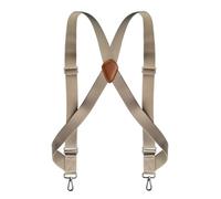 MIBSH Hosenträger Suspender Trucker Hosenträger Für Männer Arbeit Heavy Duty 3,5 cm Breite X-Rücken Mit 2 Seitenhaken Clips Verstellbare Elastische Große Hosenträger Beige