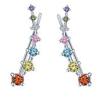 MICGIGI Damen 925 Sterling Silber Ohrringe Sieben Sterne Zirkonia Ohrstecker Ohrklemme Ohrclips