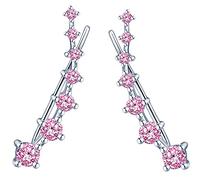 MICGIGI Damen 925 Sterling Silber Ohrringe Sieben Sterne Zirkonia Ohrstecker Ohrklemme Ohrclips