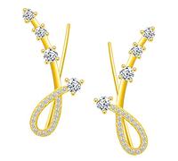 MICGIGI Damen 925 Sterling Silber Ohrstecker Zirkonia Meteor Ohrringe Ohrclips Ohrring Crawer