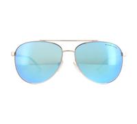 Michael Kors Aviator Womens Rose Gol White Blue Mirror Lunettes de soleil Einheitsgröße