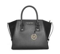 Michael Kors Avril Small Logo and Leather Satchel Black, Schwarzes Wildleder, Small