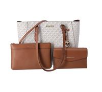 Michael Kors Charlotte Große 3-in-1 Tote Crossbody Handtasche Leder, Vanille