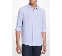 Michael Kors Classic Long Sleeve Linen Shirt In Chambray Blue Größe: XL | Casual hemden Outlet | Herren | Weiß