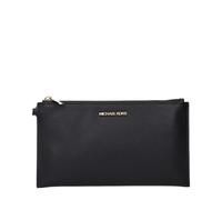 Michael Kors Jet Set Reise-Armband aus genarbtem Leder, groß, mit Reißverschluss oben, Schwarz, Schwarz