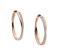 Michael Kors Creolen aus Edelstahl und Pav -Kristallen f r Damen, Farbe: Ros gold (Modell: MKJ3671791)