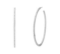 Michael Kors Damen Platiniert Innen Außen Pavé Creolen One Size Messing Kein Edelstein, One Size, Messing, Kein Edelstein