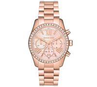 Michael Kors Damen Quartz Armbanduhr, 38.00mm GehäusegröÃŸe mit pink analog Zifferblatt und Rosegold Metallarmband Armband MK7242