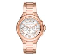 Michael Kors Damen Quartz Armbanduhr, 43.00mm GehäusegröÃŸe mit weiÃŸ analog Zifferblatt und Rosegold Metallarmband Armband MK7271