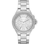 Michael Kors Damen Quartz Armbanduhr, 43.00mm GehäusegröÃŸe mit weiÃŸ analog Zifferblatt und Silber Metallarmband Armband MK6993