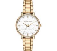 Quarzuhr MICHAEL KORS "PYPER", gelbgoldfarben, weiß, Armbanduhren, Damen, Armbanduhr, Damenuhr, Edelstahlarmband, analog, Glassteine (82948764-0) gelbgoldfarben, weiß