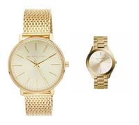 Michael Kors Damenuhr Pyper & Damenuhr Slim Runway, Dreizeigerwerk, 42mm Edelstahlgehäuse in Gold mit Edelstahlarmband, MK3179