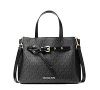 Michael Kors Emilia Small Satchel Crossbody Bag Black MK Signature
