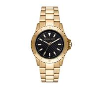 Michael Kors Everest Uhr für Herren, Quarzwerk mit Edelstahl- oder Lederarmband, Goldton und Schwarz, 40MM