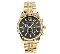 Michael Kors Herren Lexington Chronograph Uhr Gold PVD-Armband schwarzes Zifferblatt MK8286