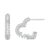 Michael Kors Herren Ohrstecker aus der Kors Love Kollektion. Schmuck hergestellt aus silbernem Edelstahl mit glänzendem Finish und blauem Glas. Länge 16,1 mm, Stärke 5,6 mm