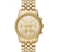 Michael Kors Hutton Herrenuhr, Chronographenwerk mit Edelstahl- oder Lederarmband, Gold-Ton, 43MM