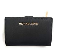 Michael Kors Geldbörse Jet Set Travel Saffiano-Leder Bifold Reißverschluss-Münzfach Schwarz Medium