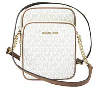 Michael Kors Jet Set Travel Signature PVC Medium Logo Chain Crossbody Flight Bag (Vanilla)
