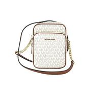 Michael Kors Jet Set Travel Signature PVC Medium Logo Chain Crossbody Flight Bag (Vanilla)