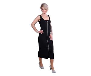 Michael Kors Kleid aus geripptem Stretch-Strick mit Reißverschluss schwarz Damen S