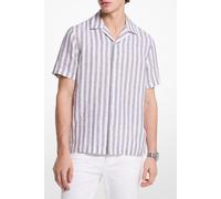 Michael Kors Linen Bold Stripe Short Sleeve Shirt Größe: XL | Casual hemden Outlet | Herren | Weiß