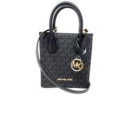 Michael Kors Mercer Umhängetasche aus genarbtem Leder, extra klein, Schwarze Signatur, Extra Small