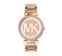Michael Kors Damenuhr Parker, Dreizeigeruhrwerk, 33mm Rose Gold Edelstahlgehäuse mit Edelstahlarmband, MK5865