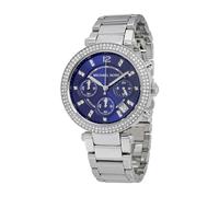 Michael Kors Parker Damen Chronograph Uhr Edelstahl Armband blau Zifferblatt MK6117