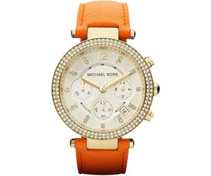 Michael Kors Parker Lady Damenuhr Chronograph gold orange
