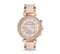 Michael Kors Parker Watch für Damen, Quarz-Chronographenwerk mit Edelstahl- oder PVC-Armband