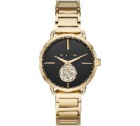 Michael Kors Portia MK3788 Damen 36,5 mm Gold Edelstahl Armbanduhr mit schwarzem Ziffernblatt Einheitsgröße