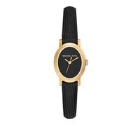 Michael kors quarz schwarzem damen uhr mit schwarzem zifferblatt und leder armband one_size Schwarz