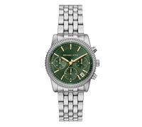 Michael kors quarz silberfarbenem damen uhr mit grünem zifferblatt und edelstahl armband one_size Silber